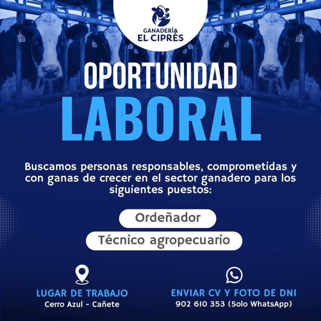 ¡OPORTUNIDAD LABORAL EN GANADERÍA EL CIPRÉS! 🥛🐄